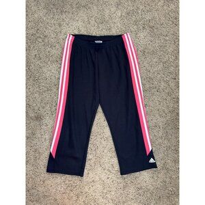 ADIDAS Track Perforated Pants Capri Pink Stripe Straight Baggy Leg Y2k Outdoor S